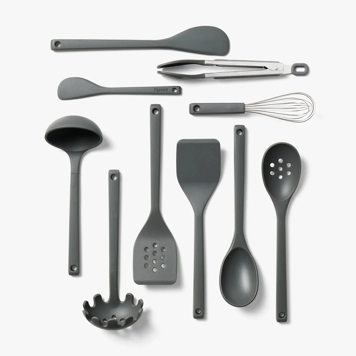 Figmint 10pc Silicone Kitchen Utensil Set - ™: Gray Cooking Utensils, Dishwasher-Safe, Includes Tongs & Whisk