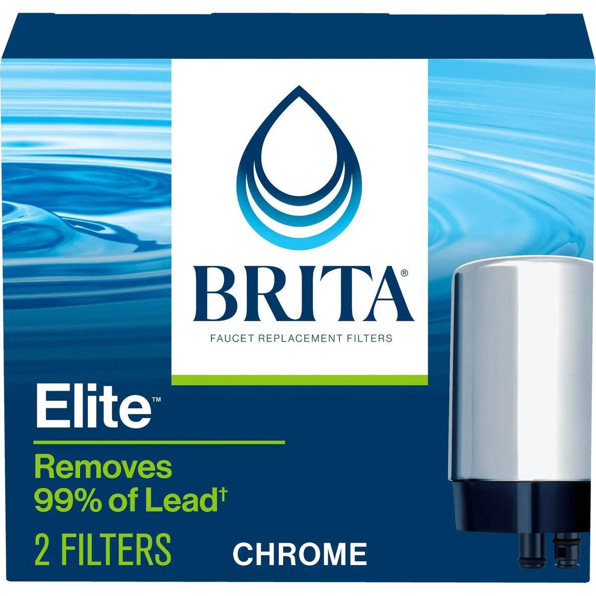 Brita Refillable Product Solutions 2ct Replacement Water Filters for Tap Faucet Mounts - Chrome: Reduces Odors, Lead & Chlorine