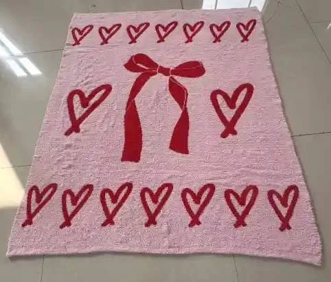 Gianna Cozy Reversible Blanket Hearts & Bows - Lemonbella
