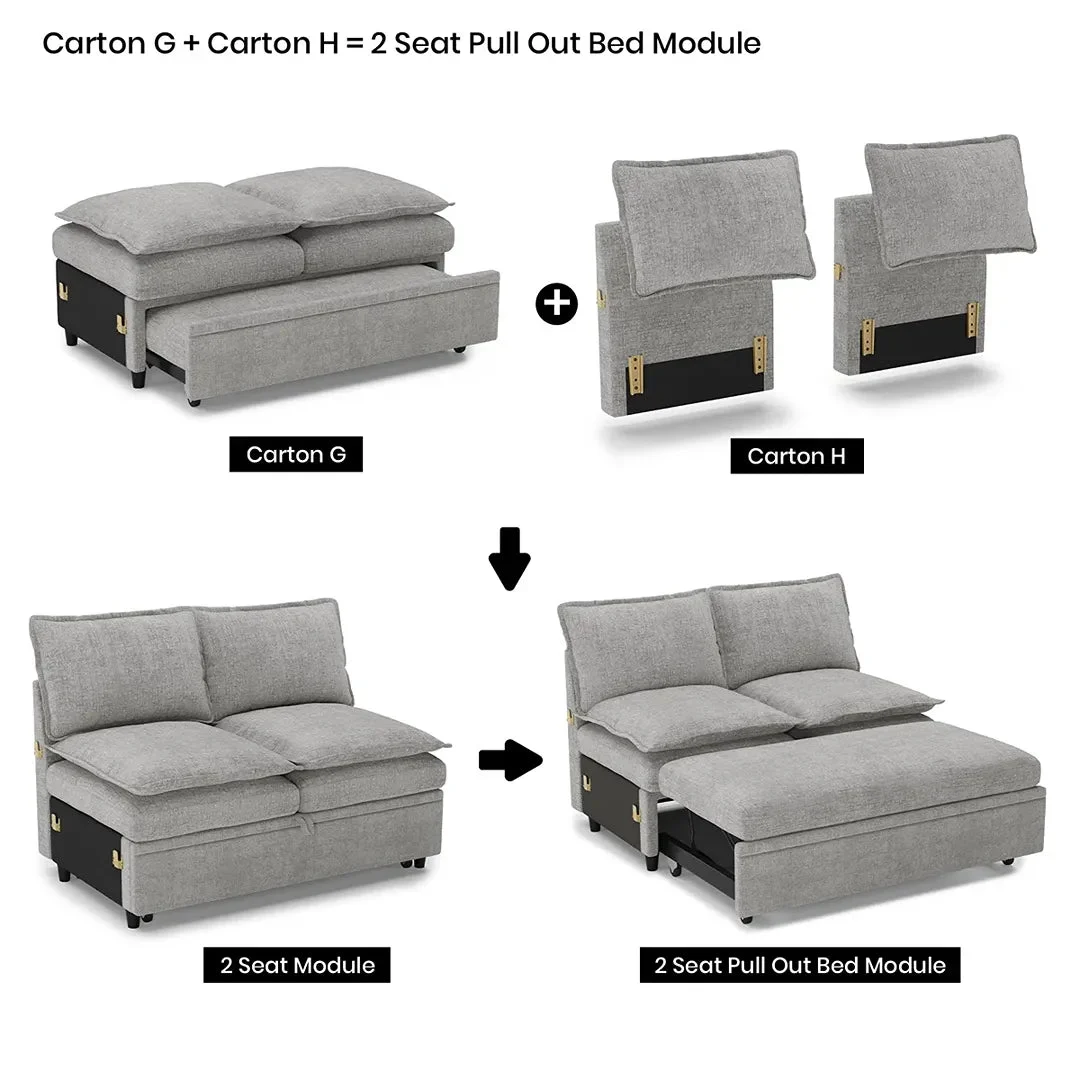 Latitude Run® Luna Chenille Double Backrest And Seat Cushion Part, Carton H For Modular Sofa- Gray