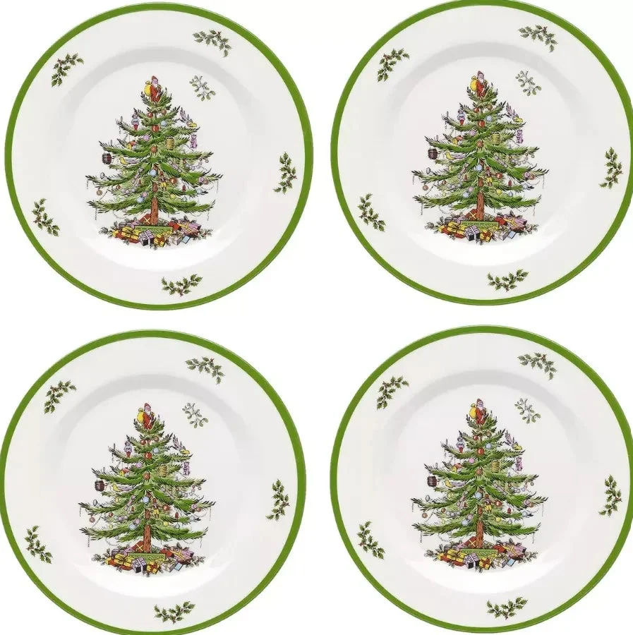 Cristmas tree Spode Christmas Tree Melamine Salad Plates, Set of 4 - Green