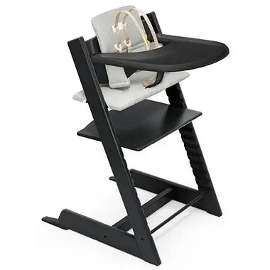 Stokke Tripp Trapp High Chair and Cushion with Tray - Black with Nordic Grey