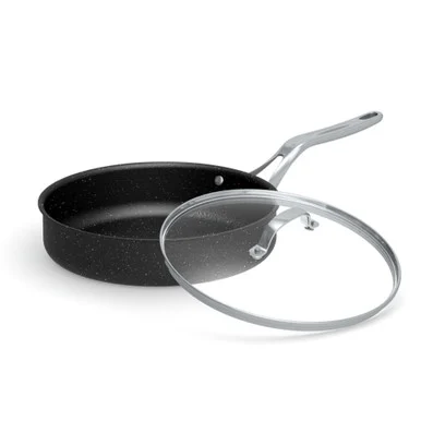 Starfrit The Rock 11", 4.7-Quart Deep Saute Pan with Glass Lid & Stainless Steel Handles (60318)