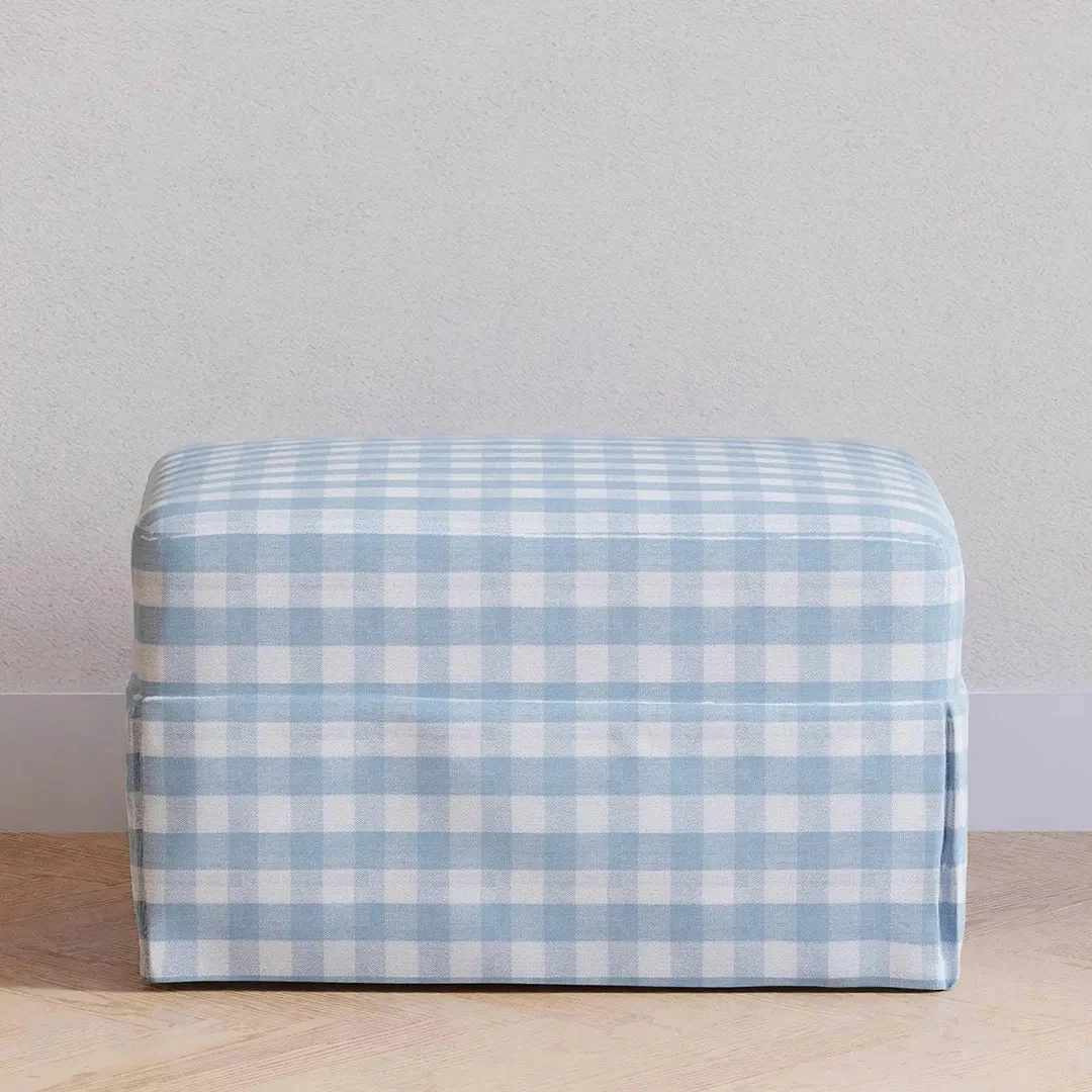 Namesake Gliding Ottoman - Blue Gingham