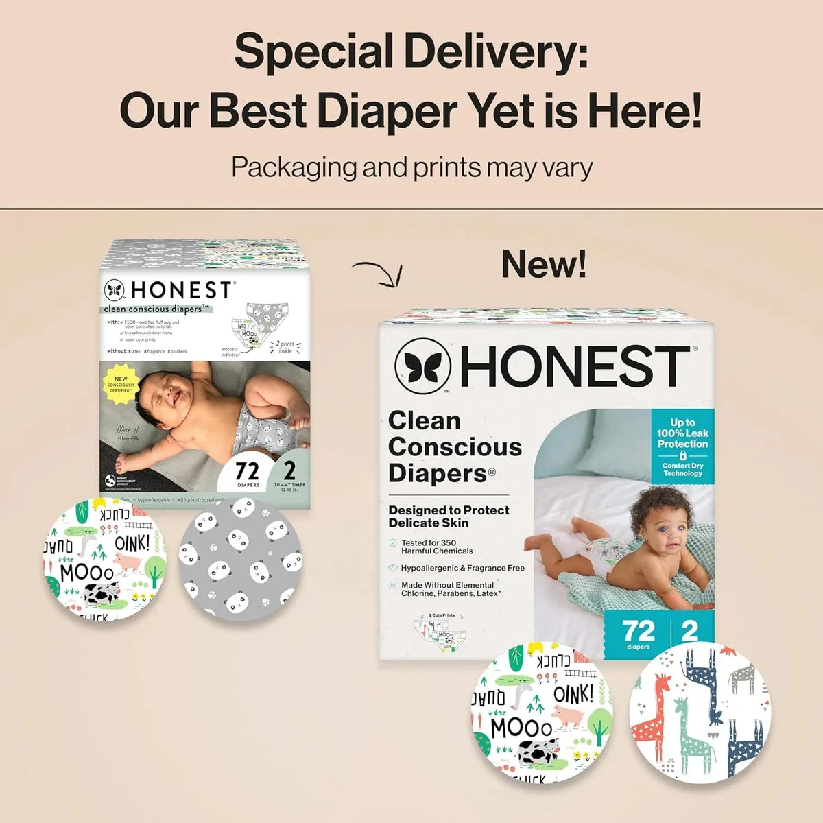 The Honest Company 72ct Clean Conscious Diapers - Size 2 (12-18 lbs)