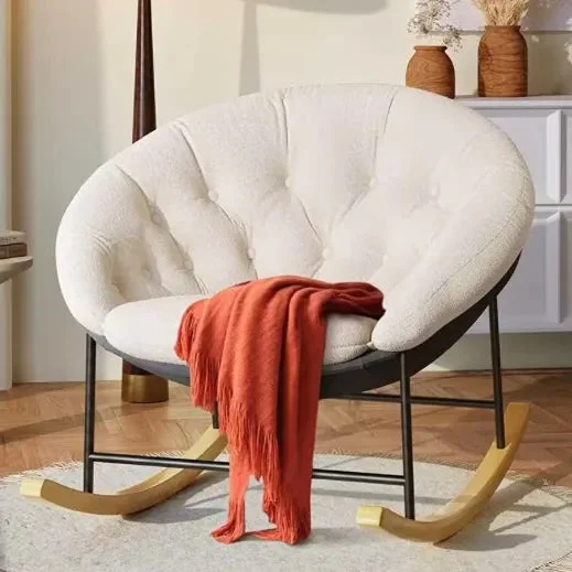 Kidirect Modern Upholstered Nursery Rocking Chair with Cozy Cushion