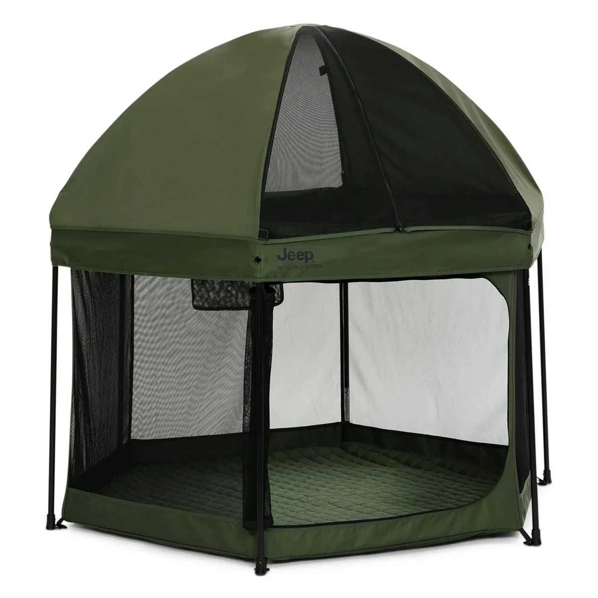 Jeep Hexagon Pop Up Playard with Removable Canopy - Olive Green (See Description)