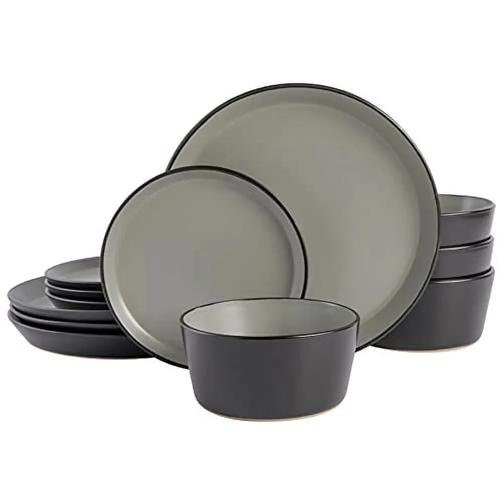 Gibson Elite Soho Lounge Rachel 12-Piece Coupe Dinnerware Set - Matte Grey