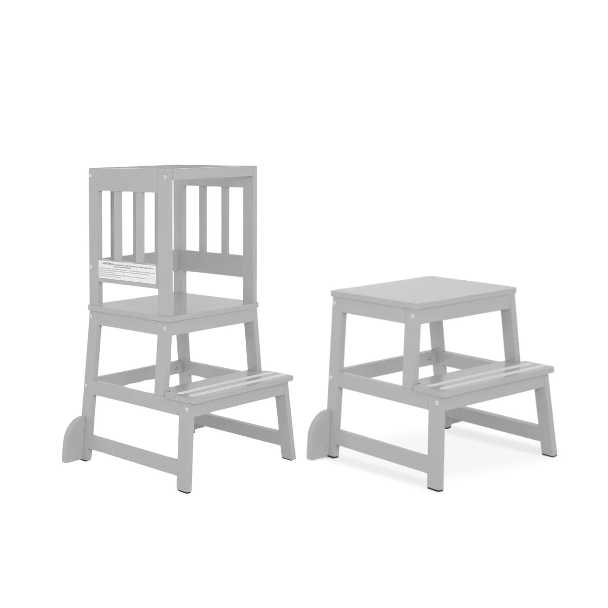 Dream On Me 2-in-1 Funtastic Tower and Step Stool, Easy to Assemble, Cool Grey