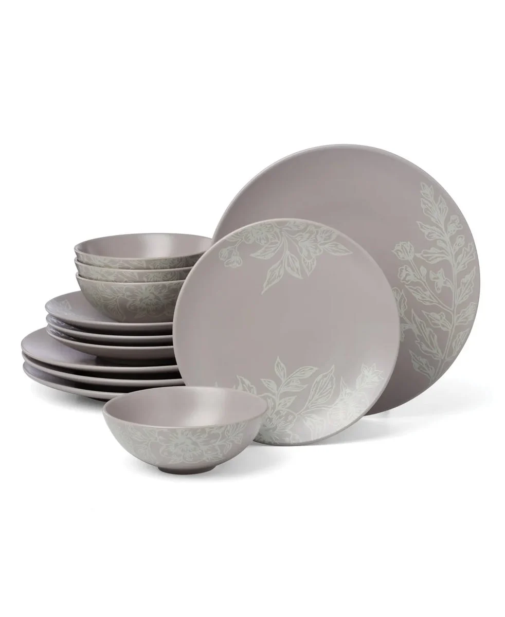 Oneida 12pc Dinnerware Set- Roseto Pumice (See Description)