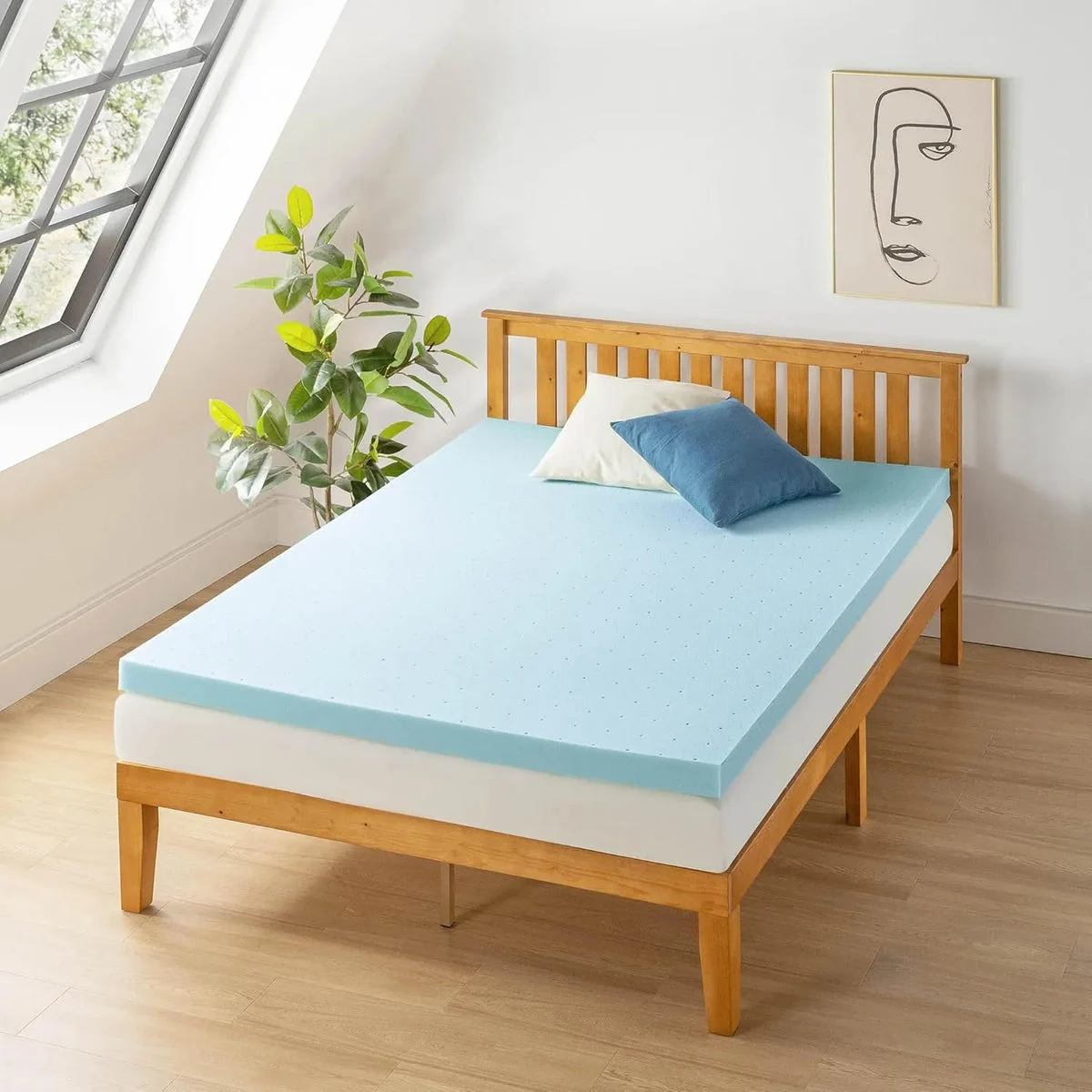 Best Price Mattress 2 Inch Ventilated Memory Foam Mattress Topper Twin XL Blue (See Description)