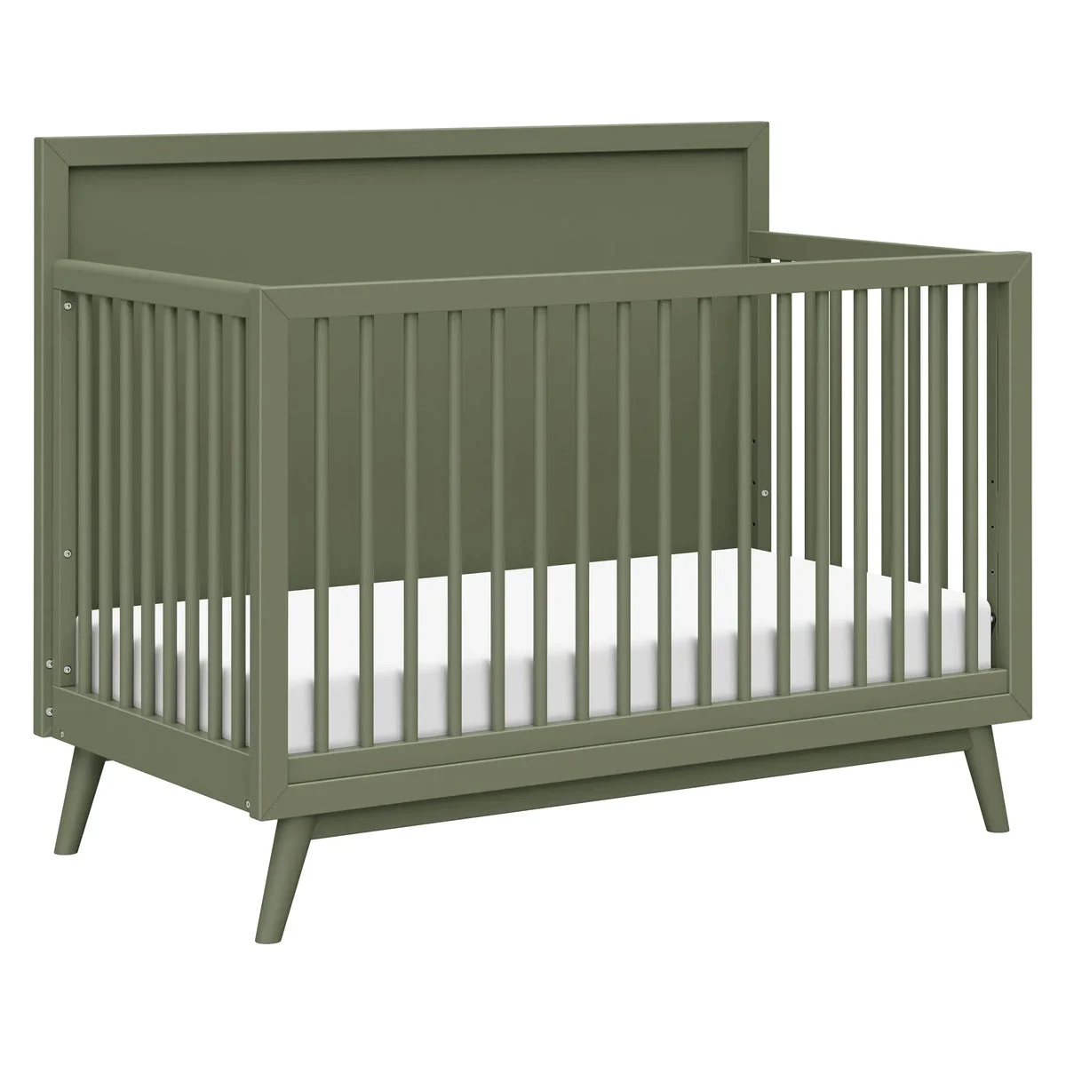 Babyletto Palma Mid-Century 4-in-1 Convertible Crib with Conversion Kit - Olive Green