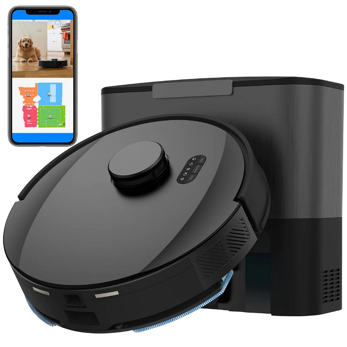 bObsweep Cordless Robotic Vacuum and Mop - Carbon Steel