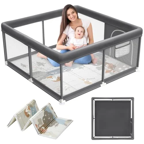 Foodoss Fodoss Baby Playpen with Mat, Small Baby Play Pen(47x47inch)