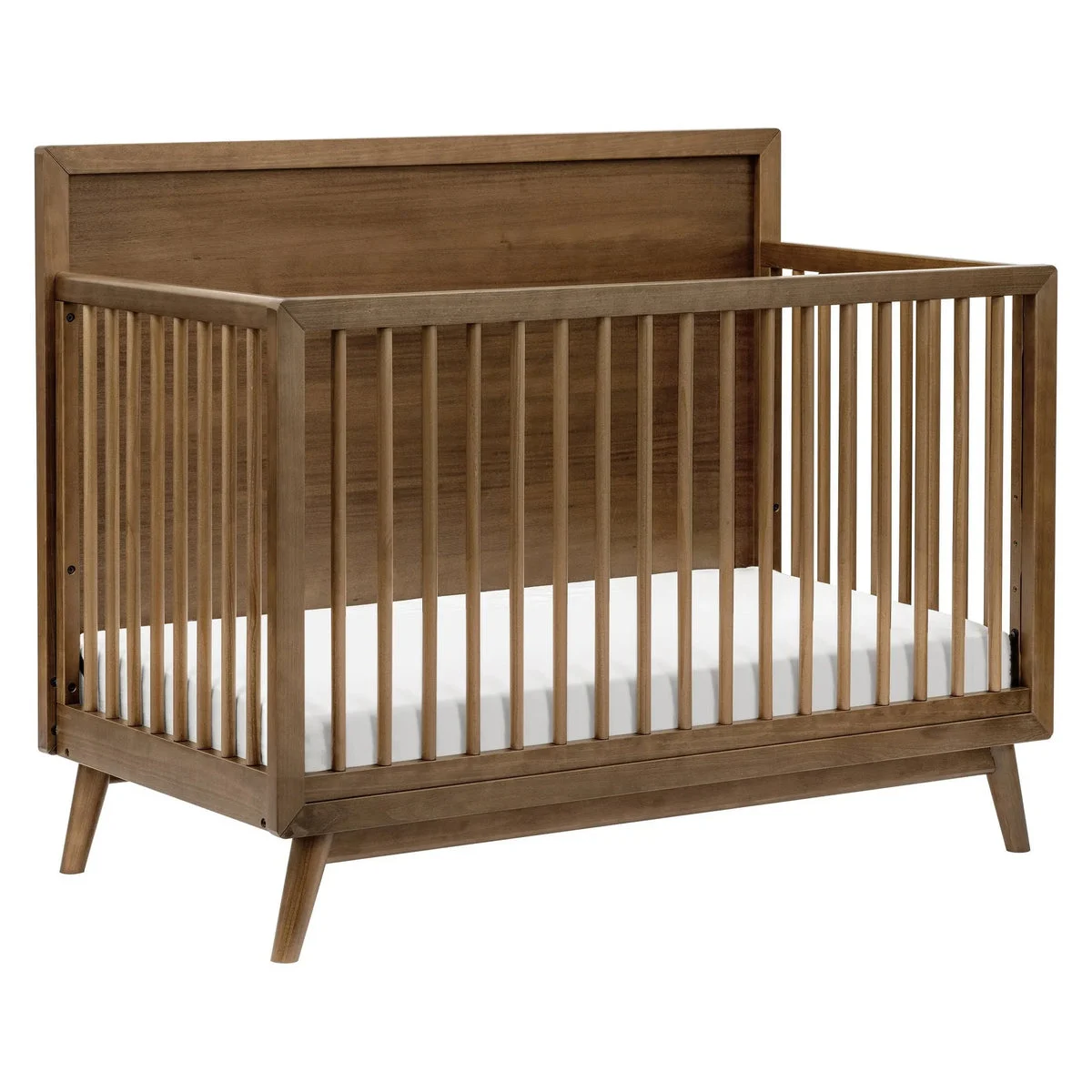 Babyletto Palma Mid-Century 4-in-1 Convertible Crib with Toddler Bed Conversion Kit - Natural Walnut