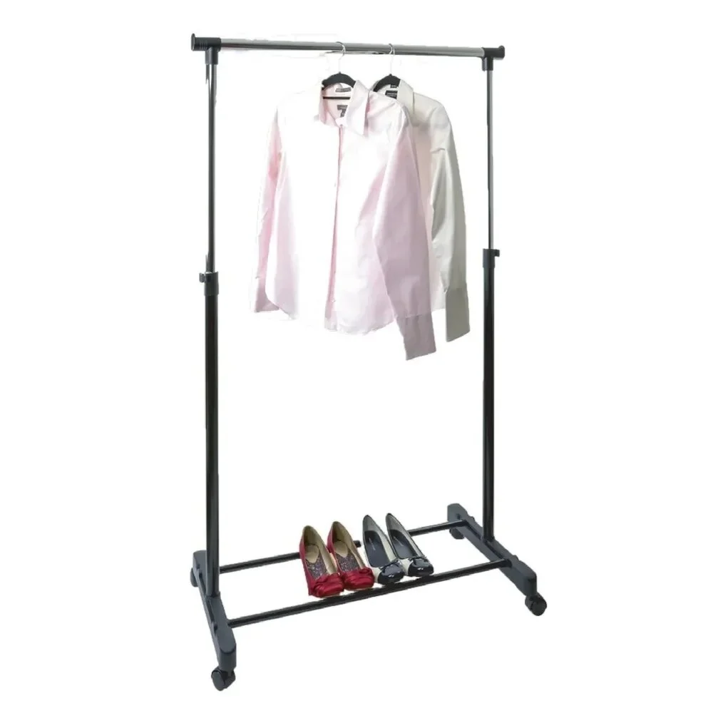 J&V Textiles Black Stainless Steel Double Rod Clothes Rack