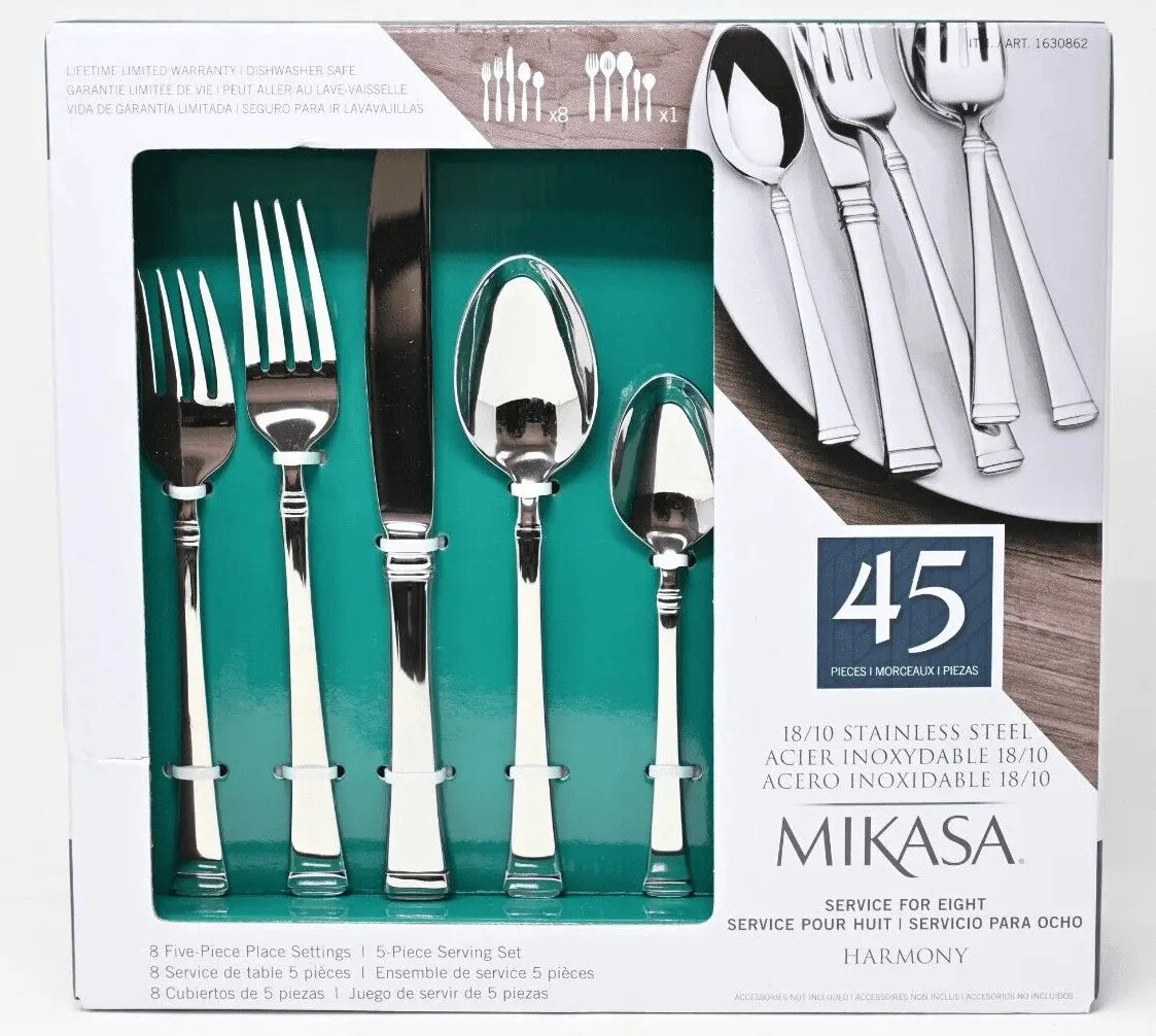 Ikasa Mikasa Harmony 45-Piece Flatware Set - Service For 8 - Stainless Steel