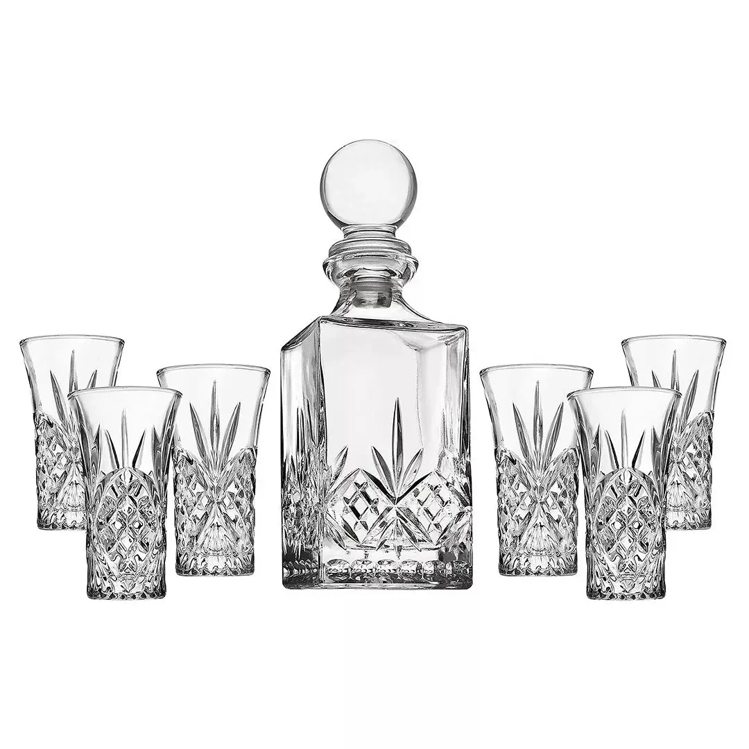 Godinger Dublin Crystal 7-Piece Spirits Decanter & Shot Glass Set