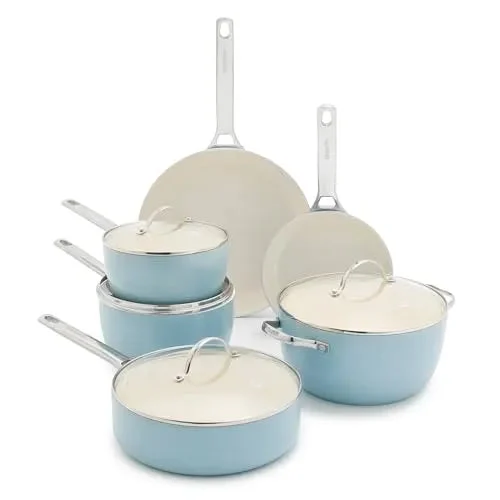 GreenPan Padova Pro Ceramic Nonstick 10-Piece Cookware Set - Blue Haze