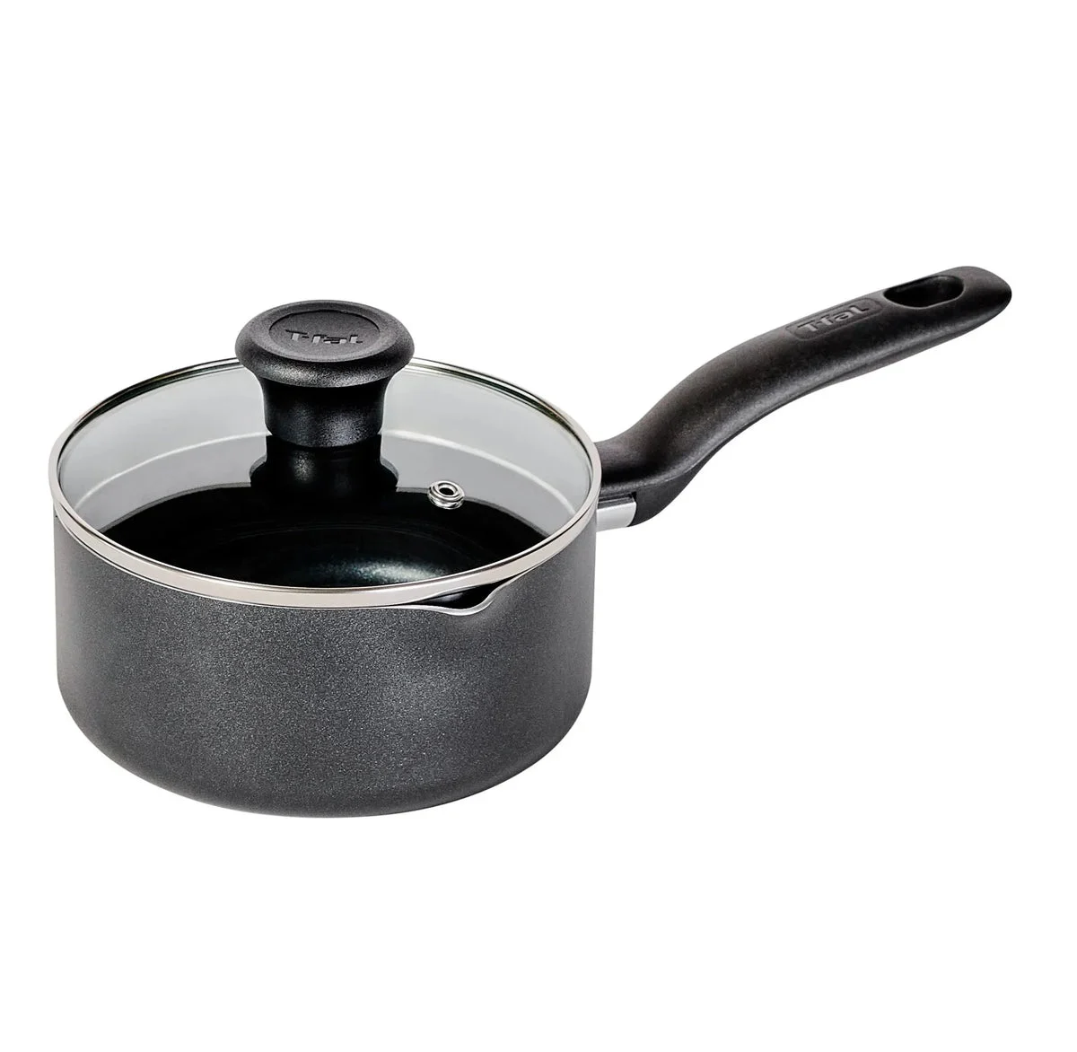 T-Fal Nonstick Saucepan with Lid - Black