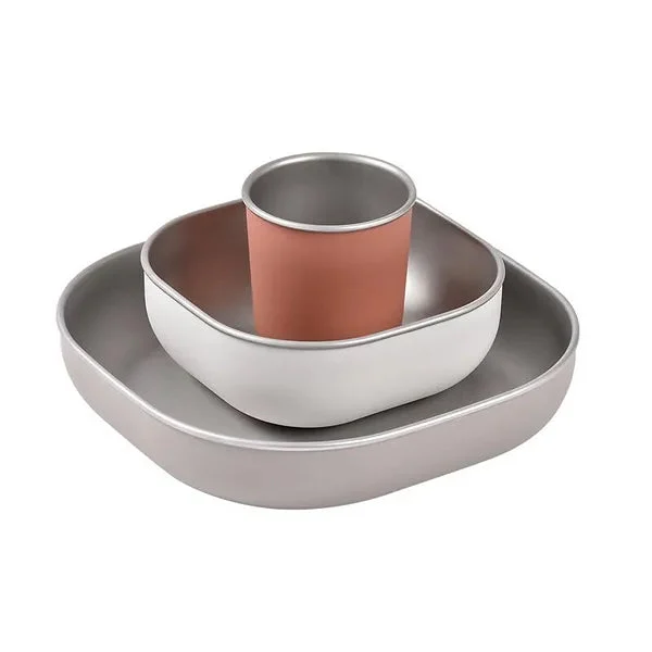 Beaba 3 pc Stainless steel lunch box - Terracotta