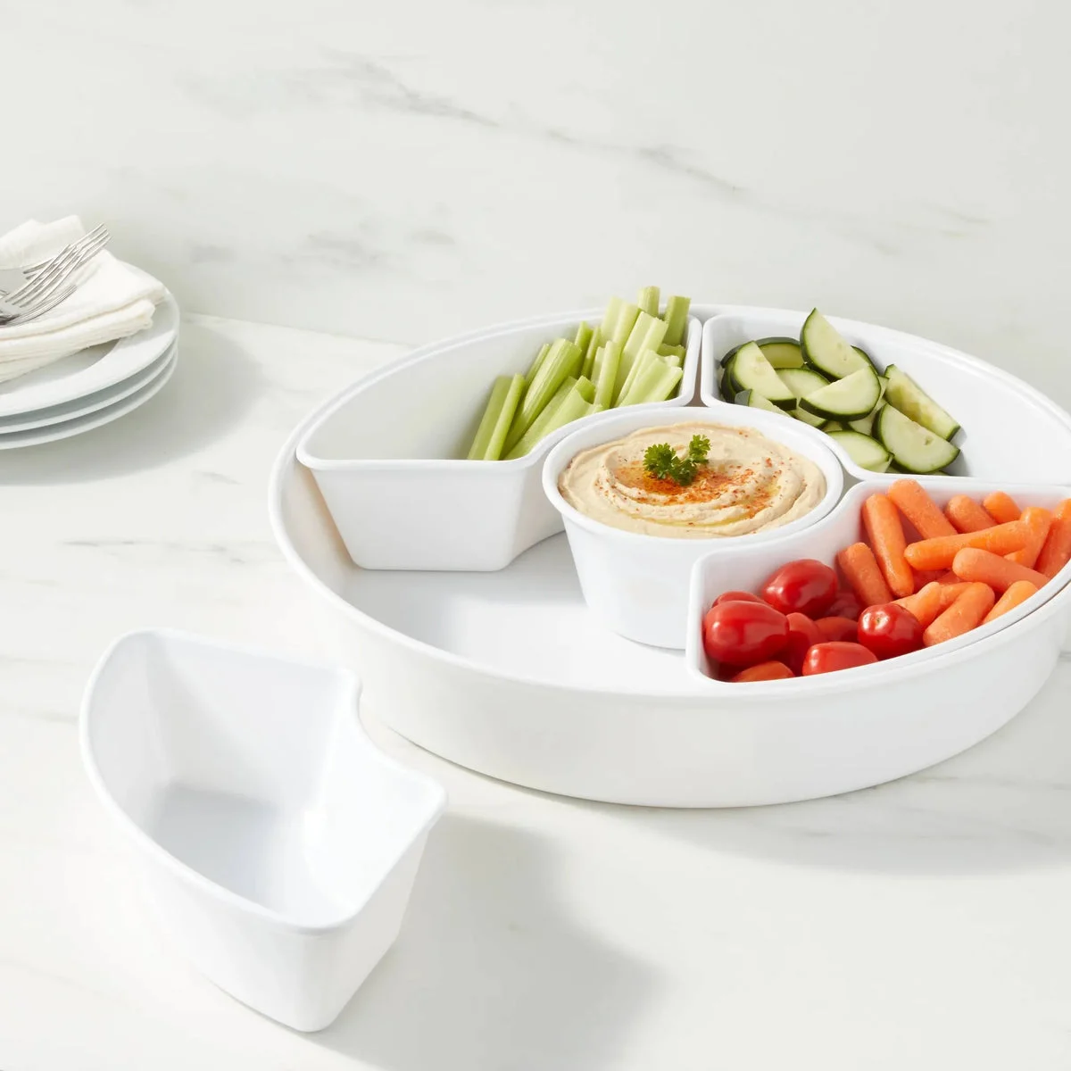 Threshold designed w/Studio McGee 6-Piece 5-Section Melamine Serving Platter - White