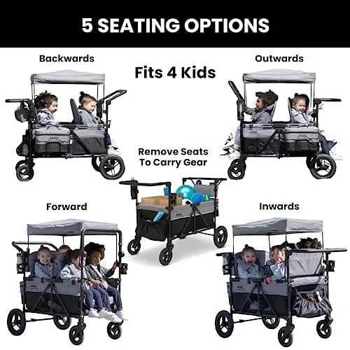 Jeep Wrangler Deluxe 4 Seater Stroller Wagon - Grey