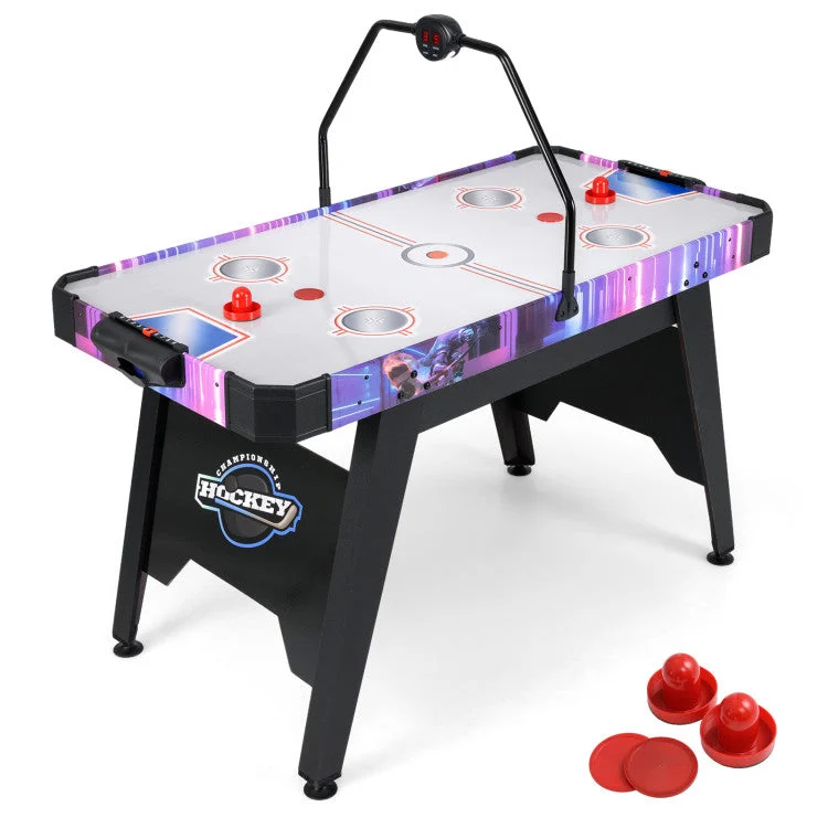 COSTWAY 56 Inch Air Hockey Table With LED Digital Scoreboard and Powerful 12V Motor-White