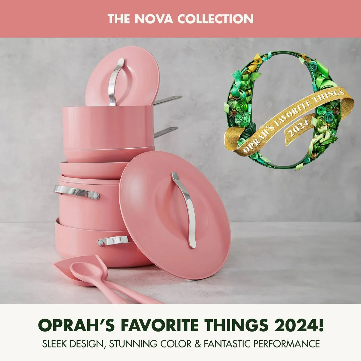 GreenPan Nova 10pc Ceramic Nonstick Aluminum Cookware Set Coral