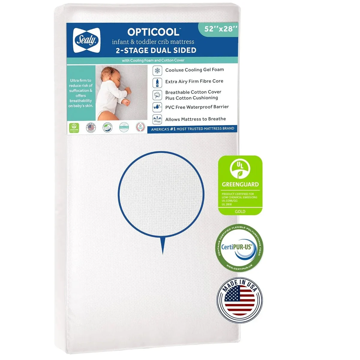 Sealy Baby OptiCool Dual Firm Crib Mattress