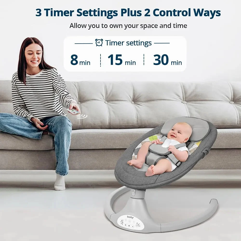 Bioby Baby Swing for Infants - Portable Music Bouncer with Remote Control