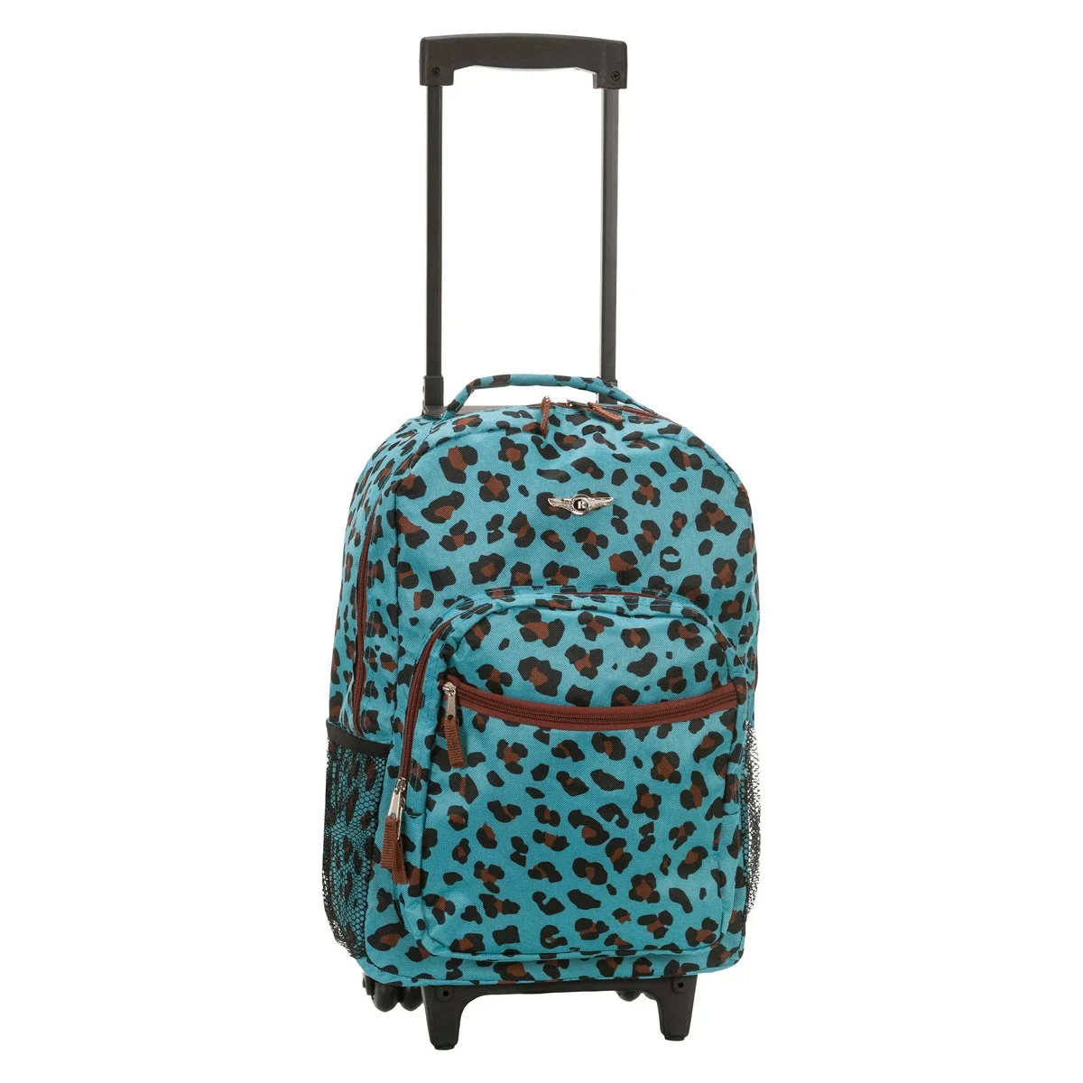 Rockland Rolling Backpack - Blue Leopard