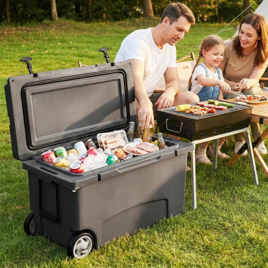 COSTWAY 75 Quart Portable Hard Cooler With 6-Day Ice Retention and Wheels-Gray