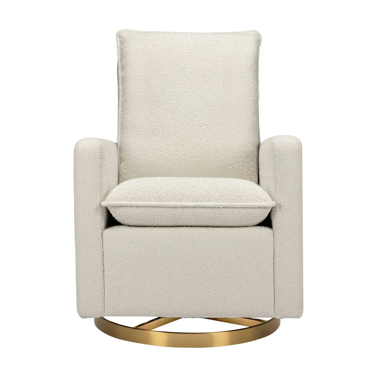 Babyletto Cali Pillowback Swivel Glider in Ivory Boucle with Gold Base