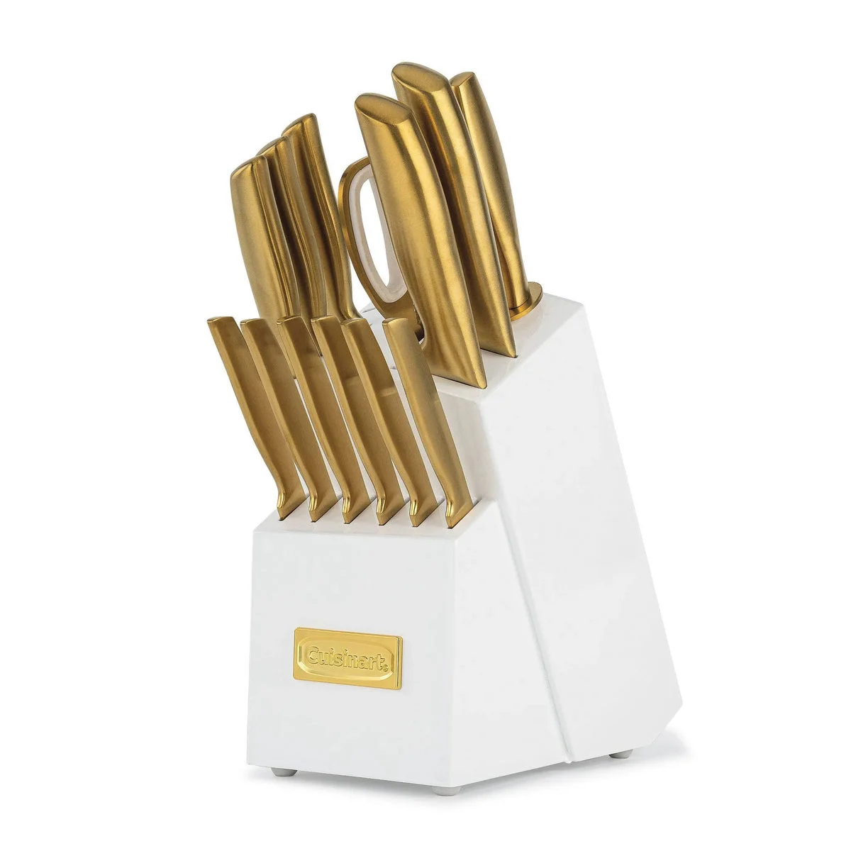 Cuisinart Classic 15pc Gold PVD Stainless Steel Cutlery Block Set - White