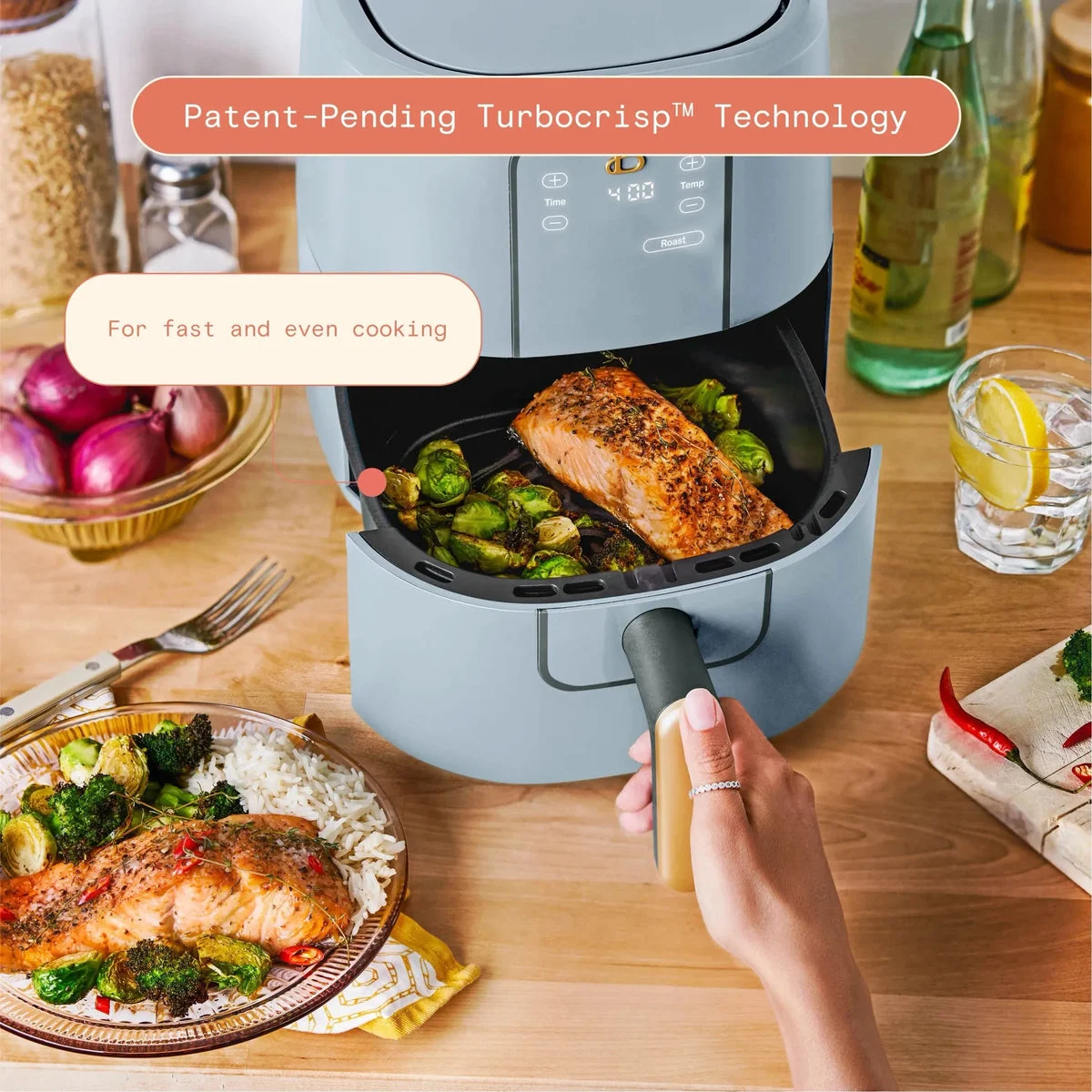 Beautiful 3 Qt Air Fryer - Cornflower Blue