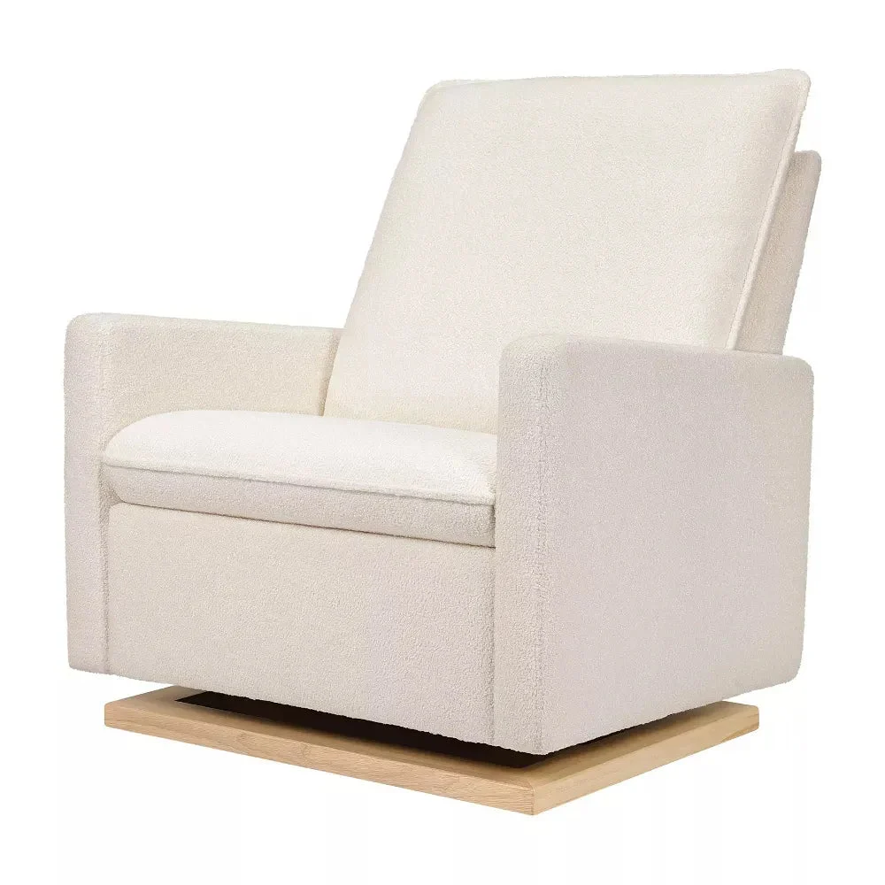 Babyletto Cali Pillowback Chair and a Half Glider - Chantilly Fleece w/ Light Wood Base