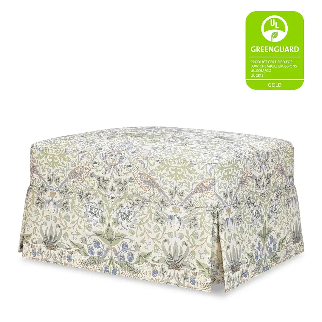 Namesake Morris & Co. x Namesake Crawford Gliding Ottoman - Strawberry Thief in Fig & Thyme Performance Eco-Weave