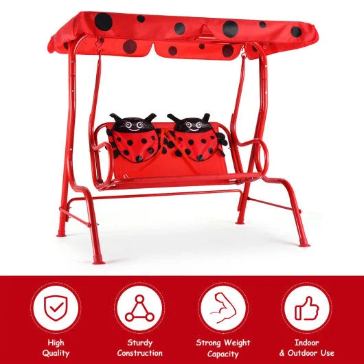 COSTWAY 2 Person Kids Patio Swing Porch Bench With Canopy