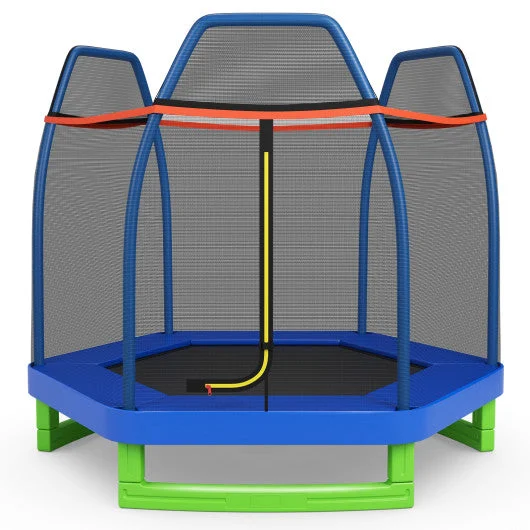 COSTWAY 7 Feet Kids Recreational Bounce Jumper Trampoline-Blue