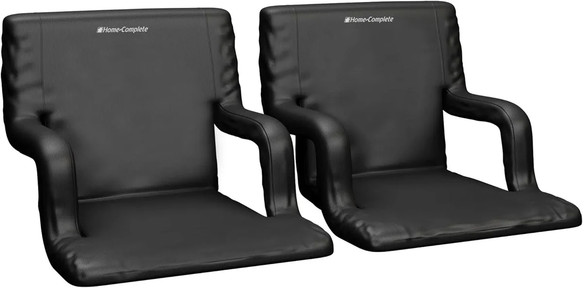 Home-Complete Stadium Seat 2-Pack - Bleacher Cushion Set with Padded Back Support