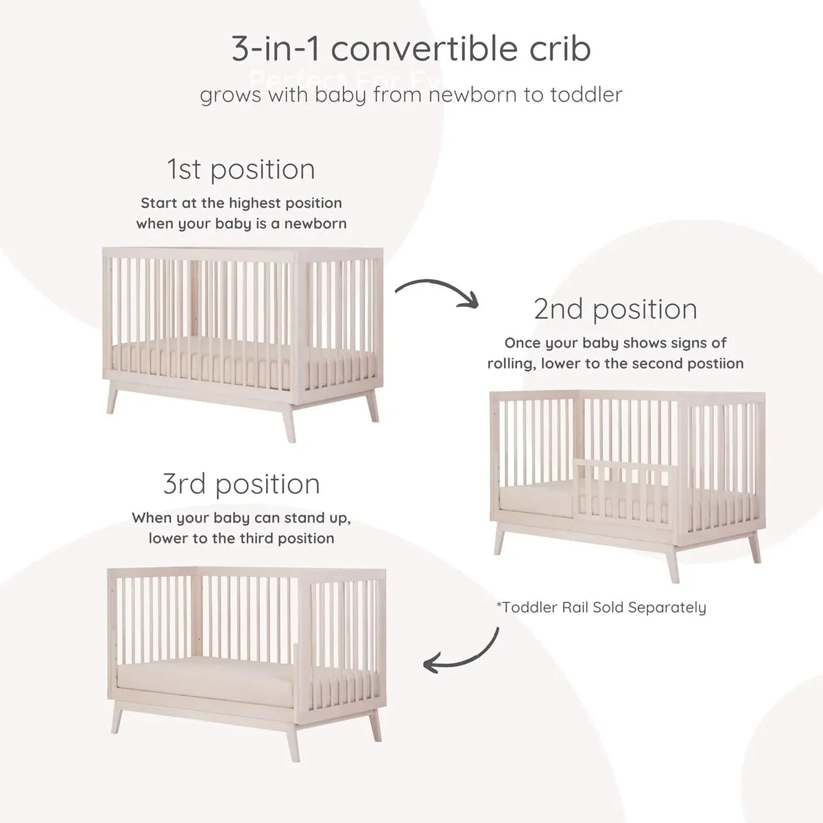 Dadada Baby Soho 3-in-1 Convertible Crib - Wash