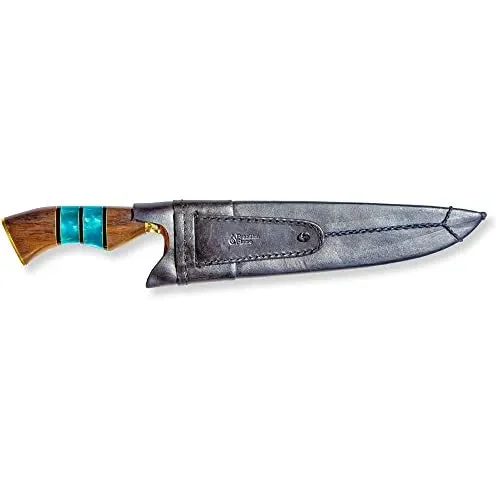 Brazilian Flame 10-Inch Traditional Line Rumpsteak Knife with Wooden Handle and Leather Case