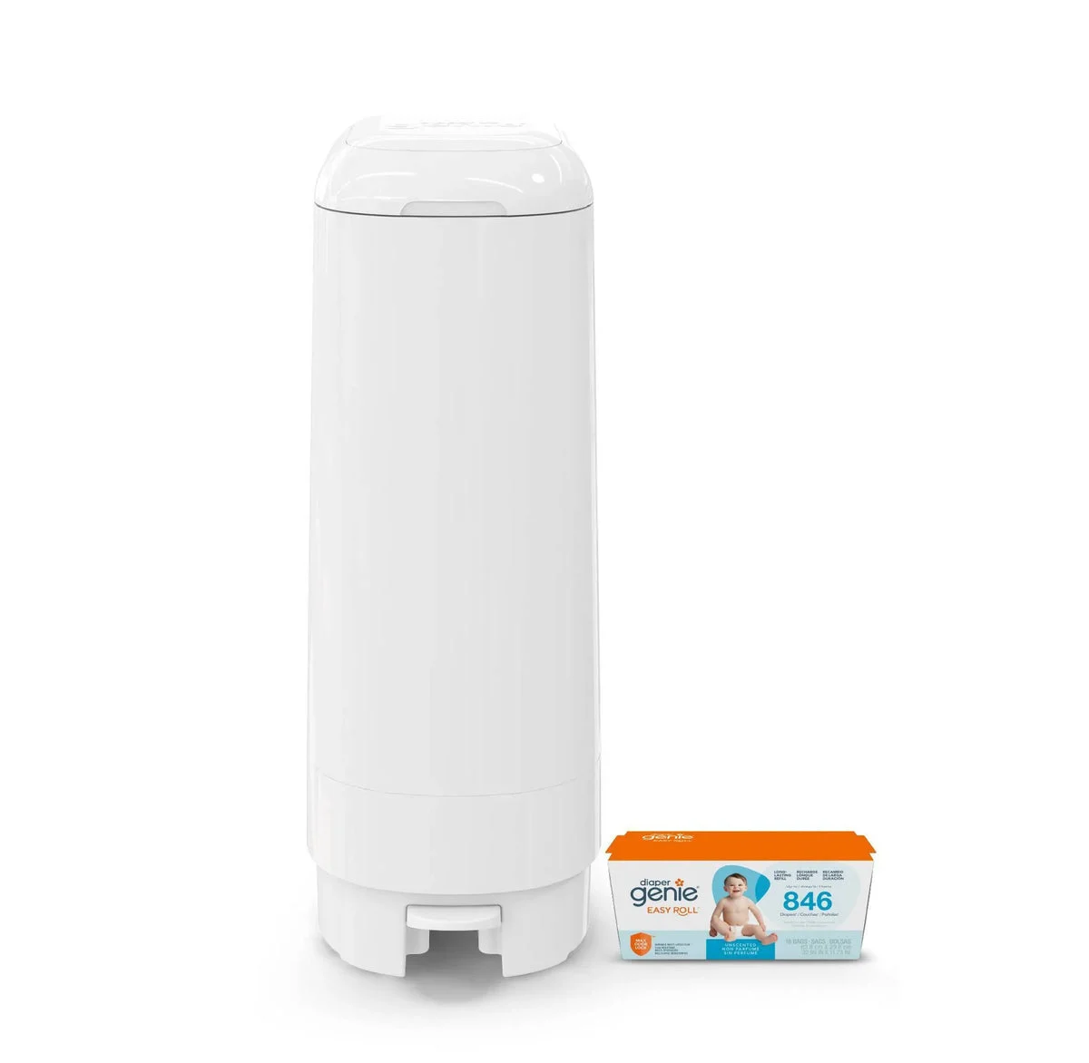 Diaper Genie Diaper Pail with 18 Refill Bags - White