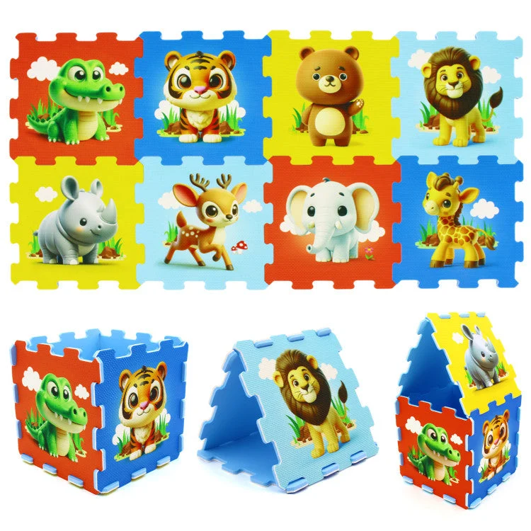 COSTWAY 8-Piece Educational Animal Interlocking Baby Play Mat