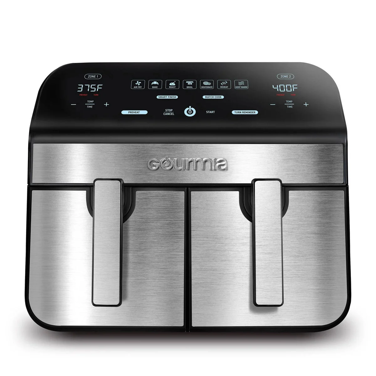 Gourmia 10-Qt. Dual Basket Digital Air Fryer - Black Stainless Steel