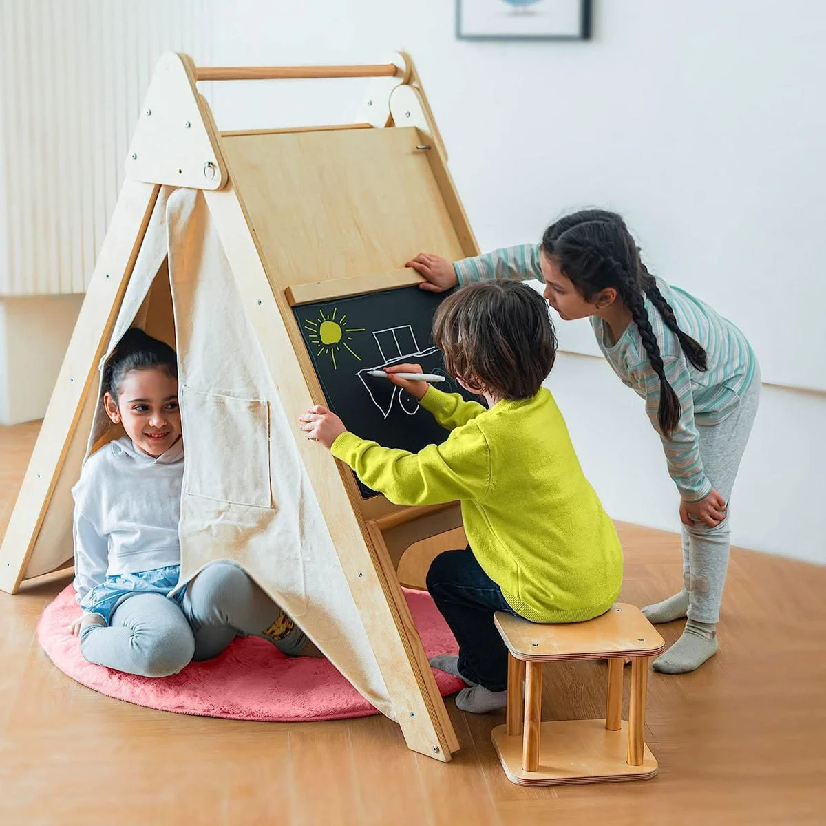 Avenlur Oak - Wood Learning Tent and Climber With Desk and Chair