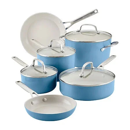 KitchenAid 10piece Hard Anodized Ceramic Nonstick Cookware Set - Blue Velvet