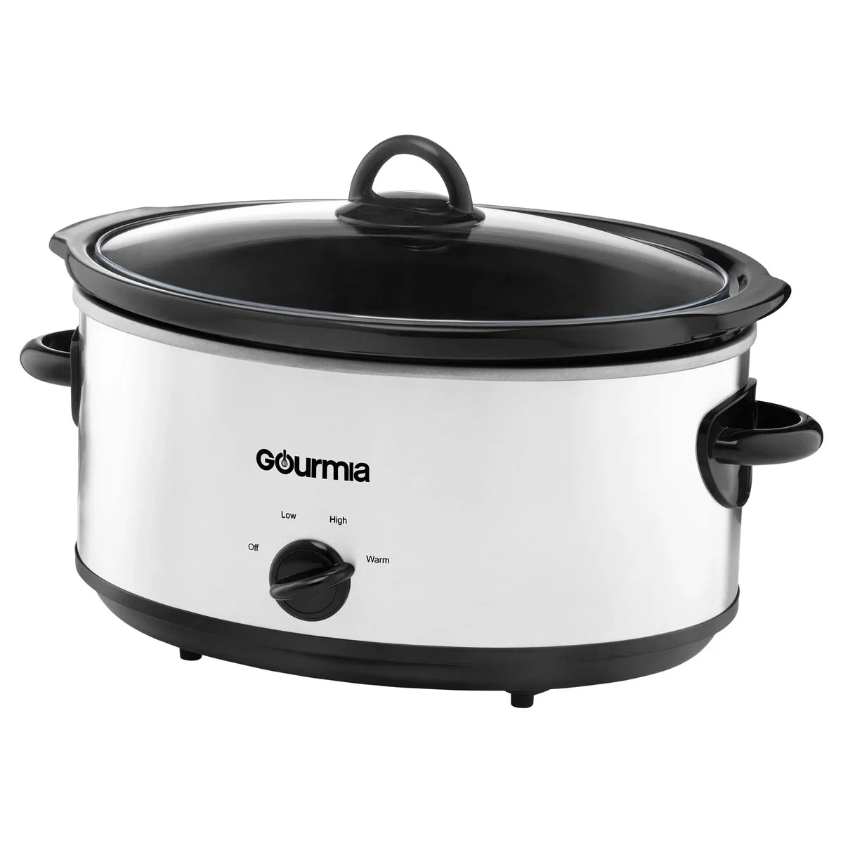 Gourmia 6 Qt Manual Slow Cooker with 3 Heat Settings, White