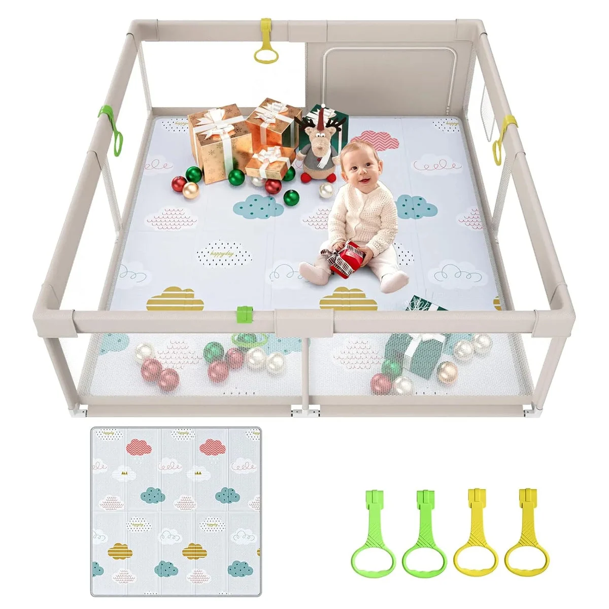 Playpen Baby Playpen with Mat, 59x59inch Playpen